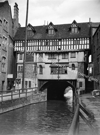 THE BRIDGE OVER RIVER WITHAM WITH TIMBERED HOUSES BUILT 1540